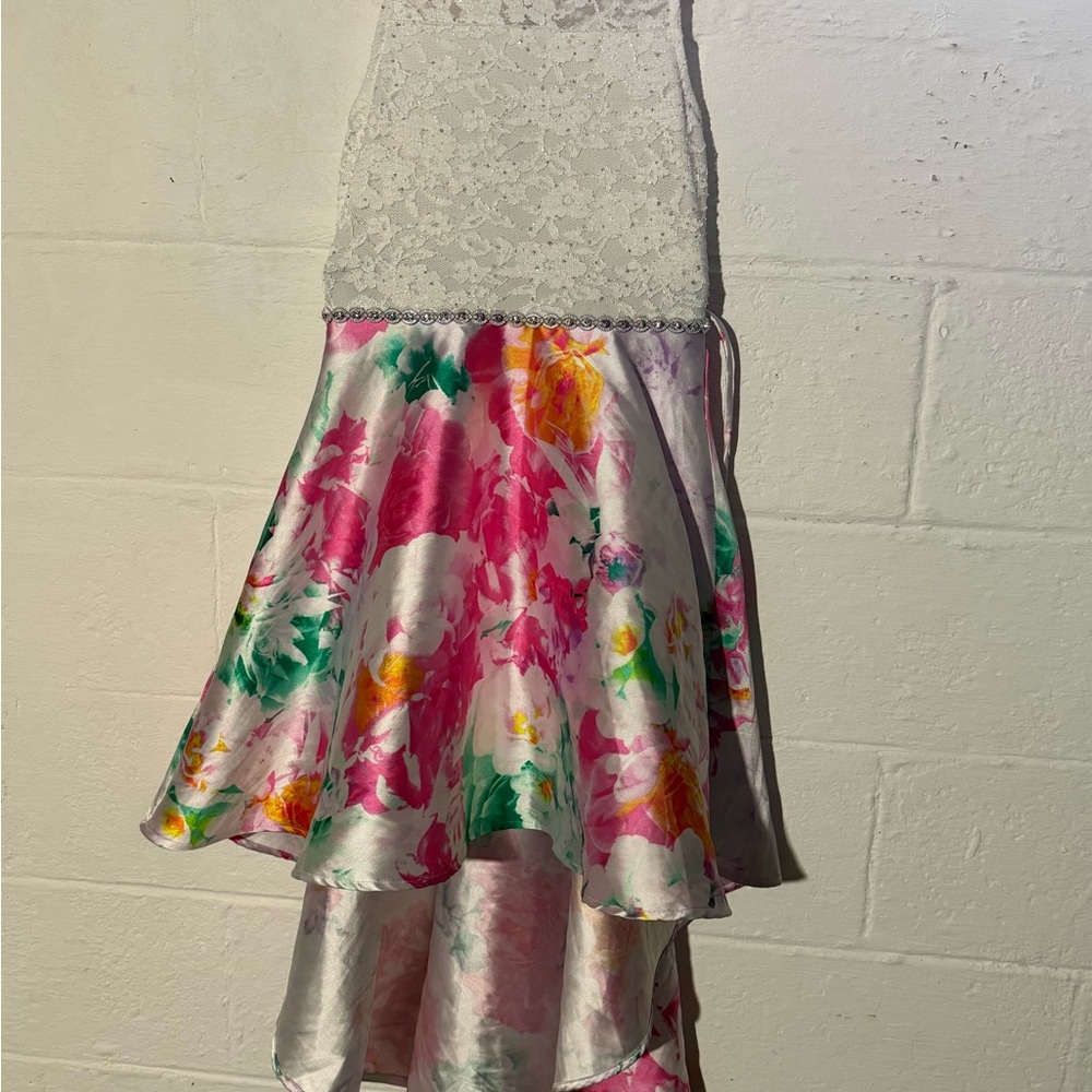 Floral and White Girls Dress